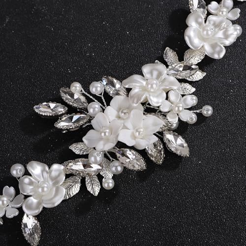 Silver Leaf Flower Hair Vine for Women Wedding Bridal Hair Accessories