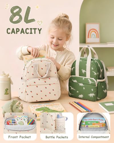Water-Resistant Corduroy Toddler Backpack for Ages 2-4