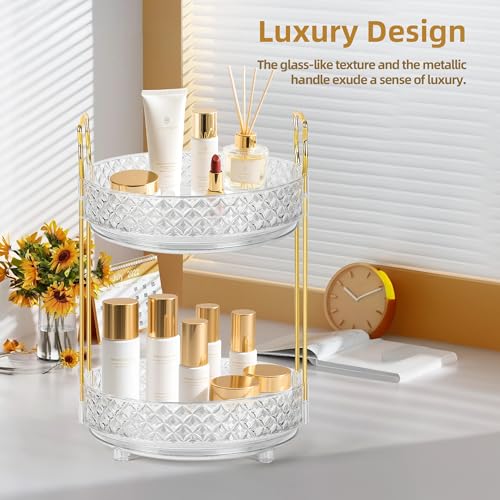 360° Rotating Makeup Organizer - Adjustable Perfume Storage for Dresser