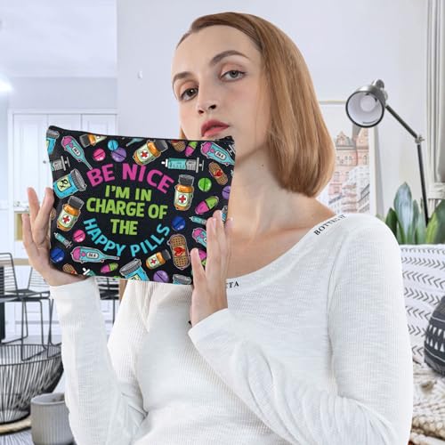 G2TUP Pharmacy Technician Makeup Bag - Funny Pharmacist Gift, Graduation Be Nice I Am New