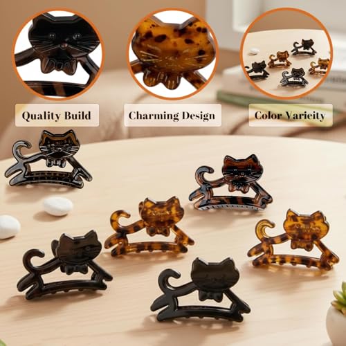 6-Pack Cute Cat Claw Clips for Fun Hair Styling - Cheetah Print