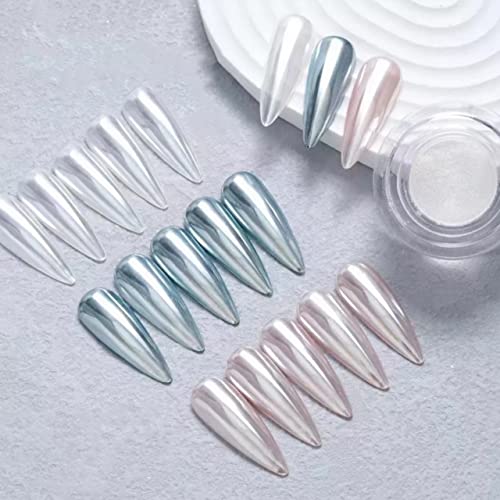 Pretty Diva White Moonlight Chrome Nails Powder 0.3g - Mirror Effect for Gel Manicure, Beginner-Friendly