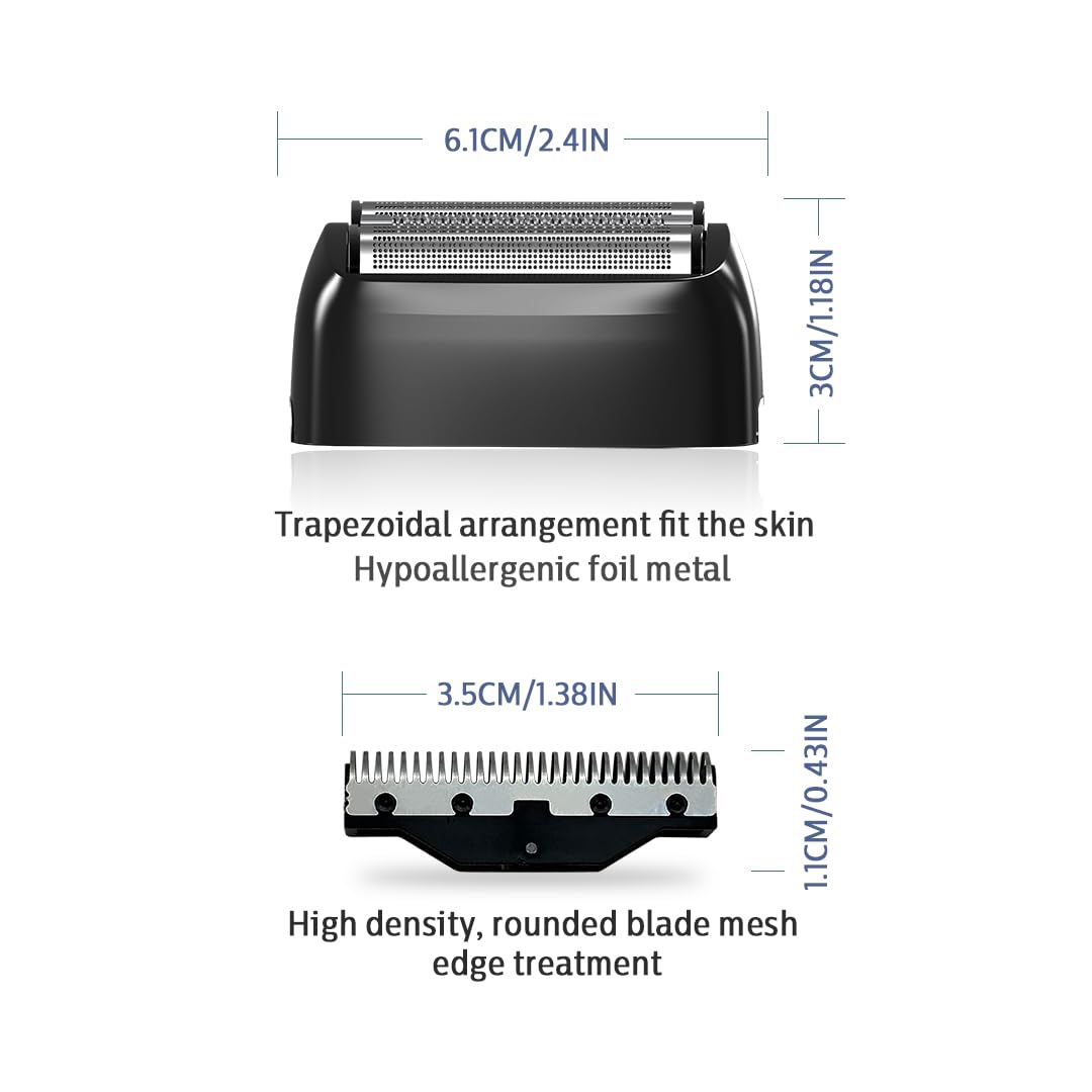 Caliber Pro MOAB Shaver Replacement Foil Assembly – Complete Triple Foil and Cutter Set, Compatible with MOAB Shaver, Black