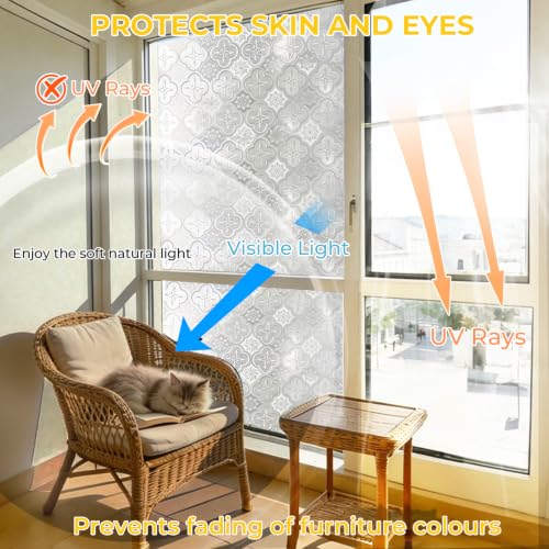 OHTMERU Window Privacy Film - Decorative Anti-Glare Static Cling