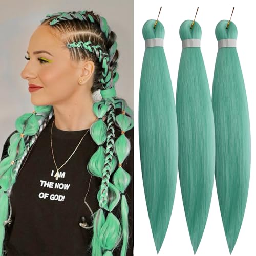 Herina 26-Inch Pre-Stretched Braiding Hair - Neo-Mint Green (3-Pack)