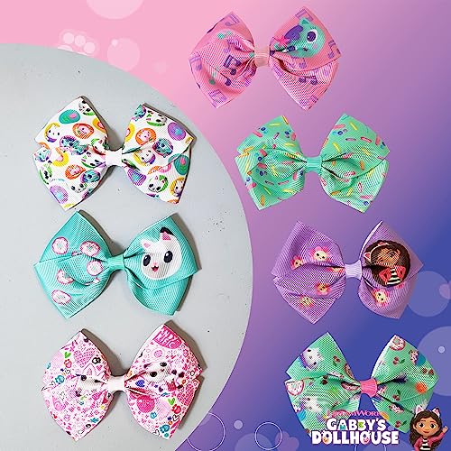 Gabby's Dollhouse Hair Bows Gift Set - 7 Pcs Non-Slip Clips for Girls