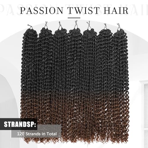 MCNJM Passion Twist Hair 16 Inch T/30# - 8 Packs Water Wave Crochet Extensions for Black Women