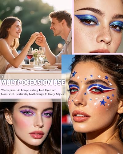 Caedelfly 3-Piece Glitter Gel Eyeliner Set - Waterproof & Smudge-Proof