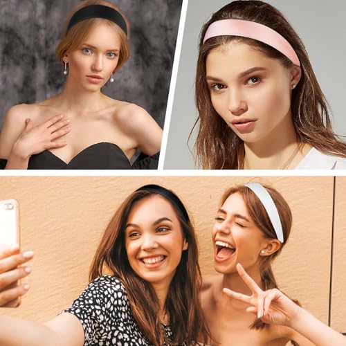 WLLHYF Satin Headbands 3 Pack - Wide Hair Bands for Women, Fashion & DIY