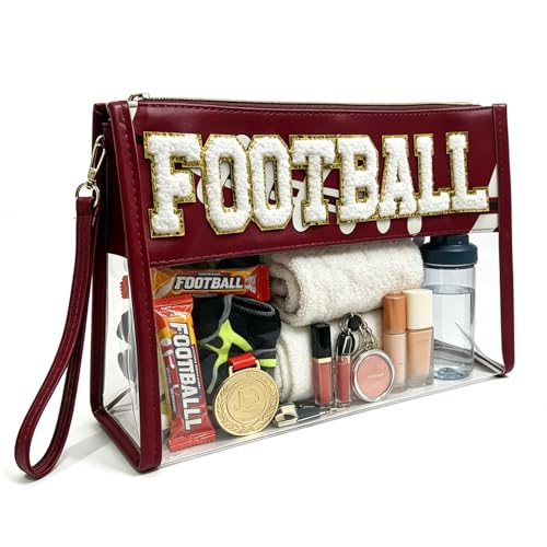 SUMINGGO Football Mom Essentials Clear Stadium Bag - Brown, TSA Approved