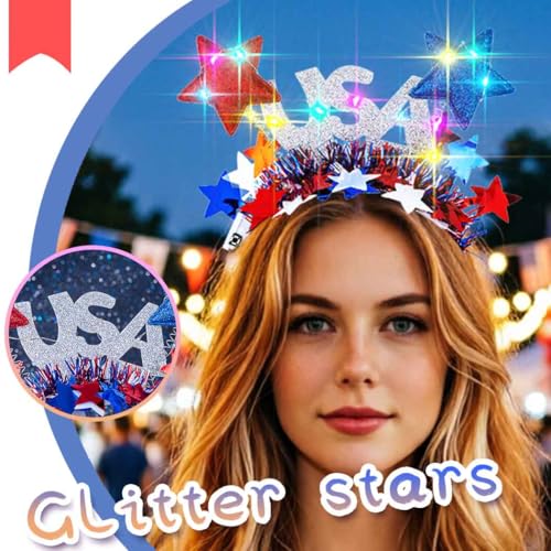 Light Up 4th of July Headband with LED Stars - Style B