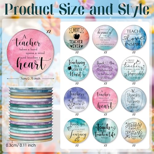 Hollowfly 24 Pcs Mini Compact Makeup Mirrors with Inspirational Quotes - Teacher Gifts