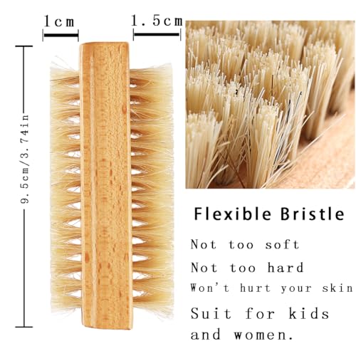 Fcozpjk Bamboo Nail Brush Set - 2Pcs Flexible Bristle Scrubber