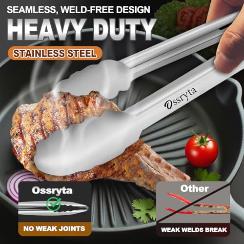 Ossryta Stainless Steel Tongs Set of 3 - Heavy Duty Locking Design