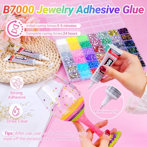 Atifober 54000Pcs Bedazzler Kit with 3mm Rhinestones & Glue