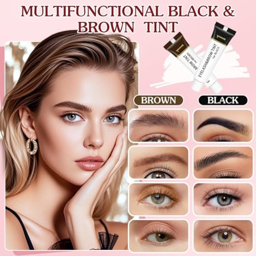Professional Eyelash & Eyebrow Color Kit - Long Lasting, Safe Formula