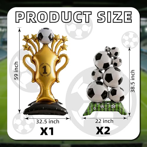 Soccer Trophy Balloon Set - 59 Inch Foil Balloons for World Cup Parties