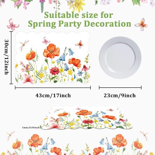 Summer Floral Placemats Set of 6 - Waterproof & Easy Clean