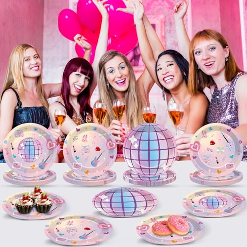 48 Pcs Music Star Party Plates - Colorful Disposable Dinnerware Set