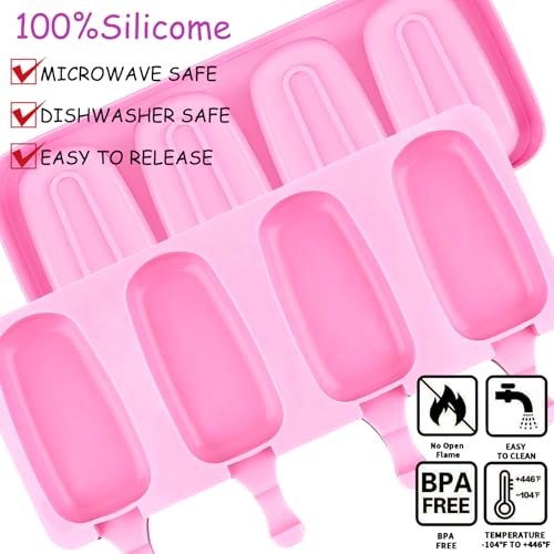Large Silicone Popsicle Molds Set - 2pcs with 50 Sticks & Bags