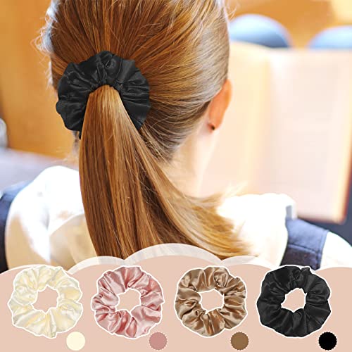24 Pack Satin Hair Scrunchies for Women - Classic Colors, 2.36"