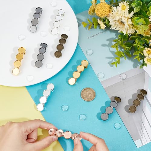 20 Pcs Brass Blank Hair Clips with Glass Cabochons for DIY