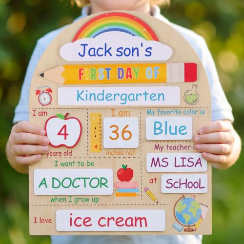 First Day of School Sign | Reusable Rainbow Wooden Photo Prop