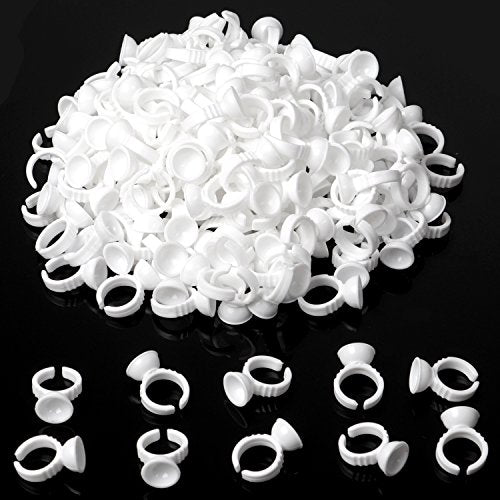 BTArtbox 300 Pcs Disposable Plastic Glue Rings for Nail & Lash Art