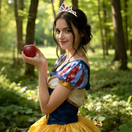 KICOSY Gold Red & Blue Crystal Tiara Headband - Regal Rhinestone Crown for Cosplay & Formal Events