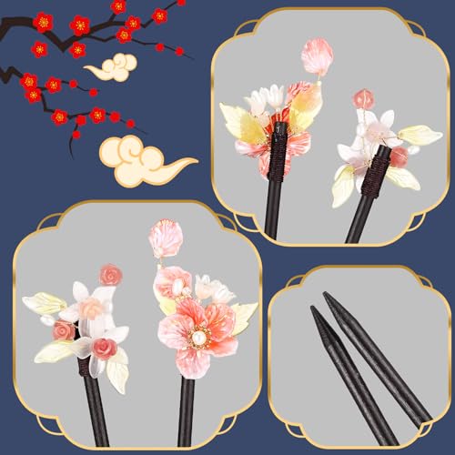 Willbond Delicate Style 2 Pcs Chinese Japanese Wooden Hair Sticks with Beads