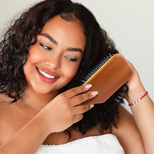 Red by Kiss Beechwood Square Paddle Hair Brush for Painless Detangling