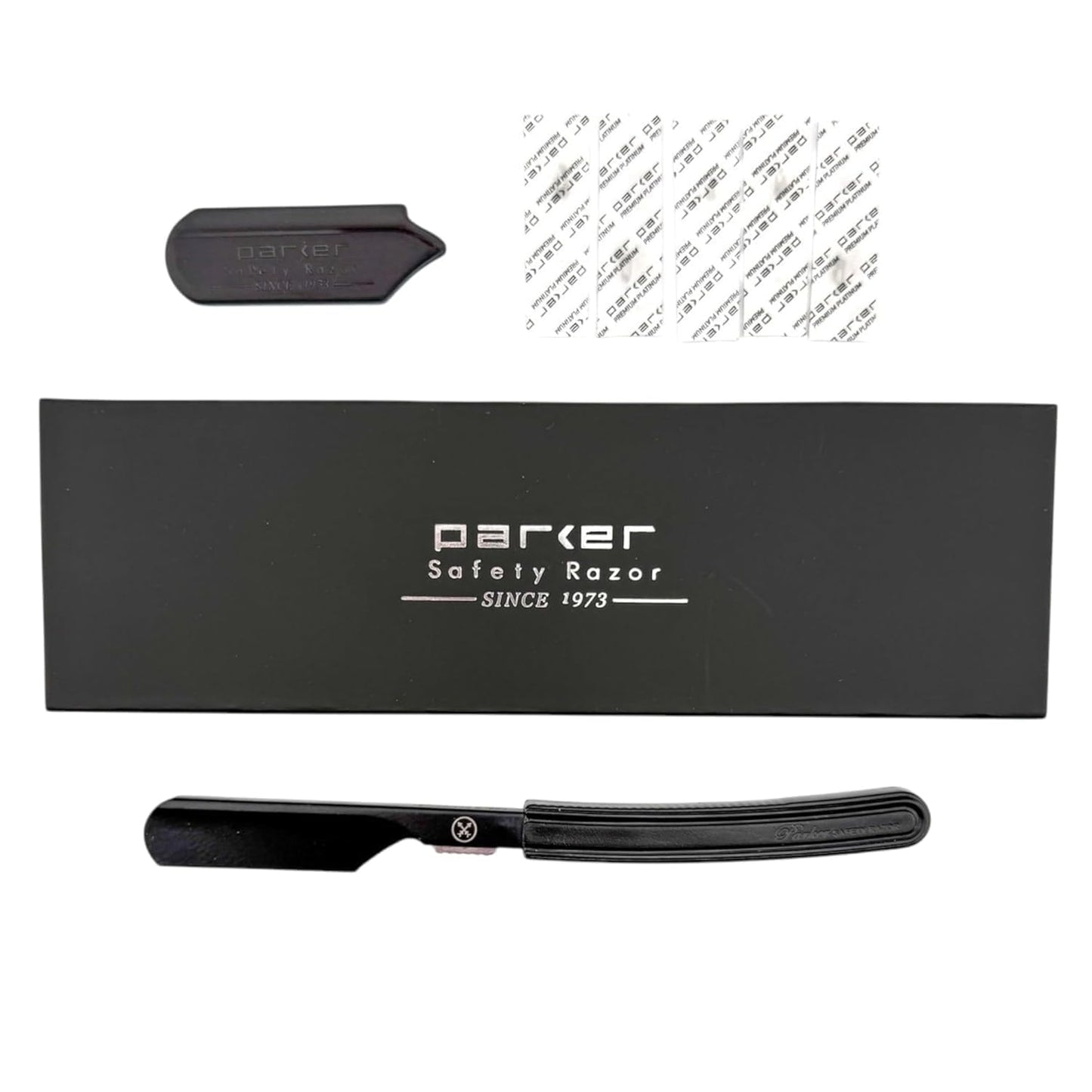 Parker Director Non-Folding Straight Barber Razor – Japanese-Style Shavette with Stainless Steel Arm, Blade Protector Cap & Ergonomic Non-Slip Handle – Ideal for Professional Barbers