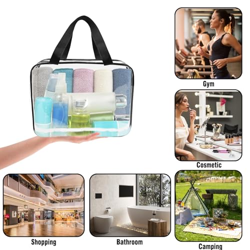 APREUTY Black 3 Pack Large Clear Makeup Bags - TSA Approved