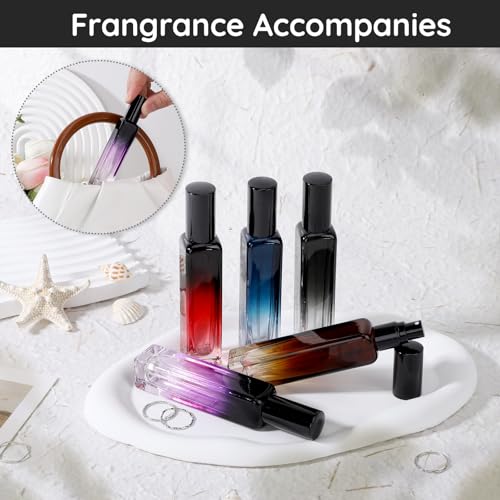 Refillable Perfume Atomizer Set of 5 - 15ml Glass Spray Bottles in Amber, Blue, Red, Purple, Black | Travel Size Cologne Dispensers