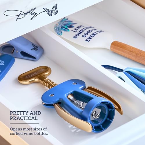 Dolly Parton Wing Corkscrew - Blue & Gold Wine Bottle Opener
