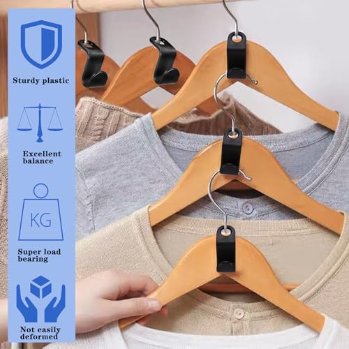 200 Plastic Clothes Hanger Connector Hooks - Space Saving Closet Organizer