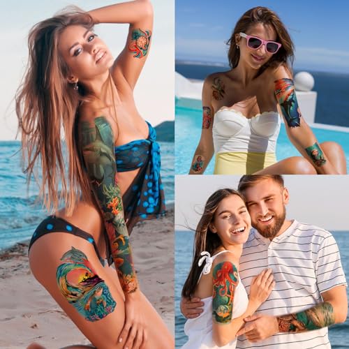 Ocean Style Temporary Tattoos Set for Adults - 46 Waterproof Stickers