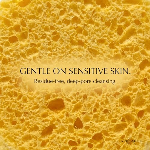 APPEARUS Compressed Natural Cellulose Facial Sponges 25 Count - Yellow
