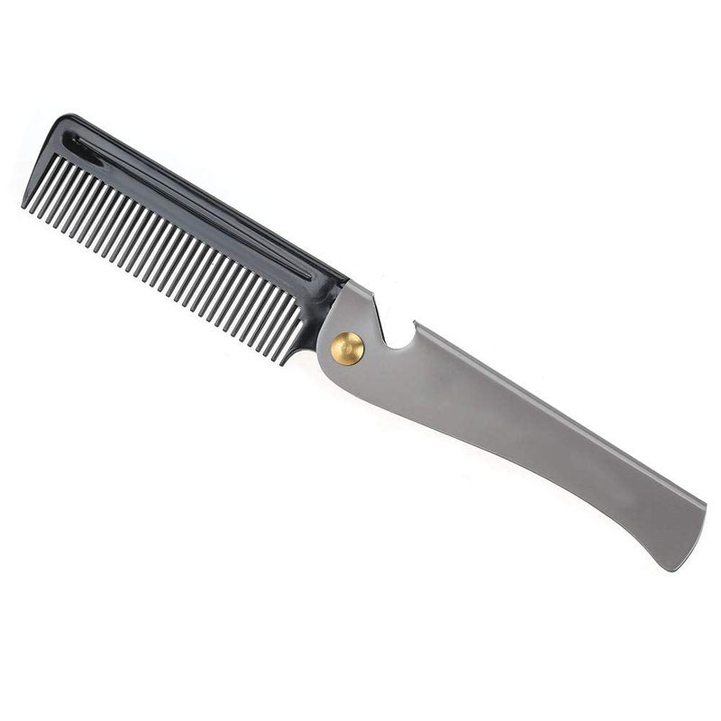 Pocket Stainless Steel Beard Comb Moustache Comb with Smooth Round Teeth for Men Grooming Beard Maintenance Tool (Peines para Barba y Bigote)