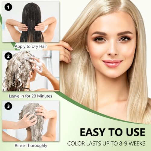 Plantkonw Blonde Hair Color Shampoo - 6-in-1 Ammonia-Free Gray Coverage