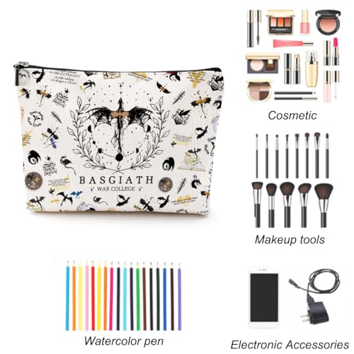 LONGXIN Fourth Wing Makeup Bag Large Capacity Cosmetic Organizer Gift for Book Lovers