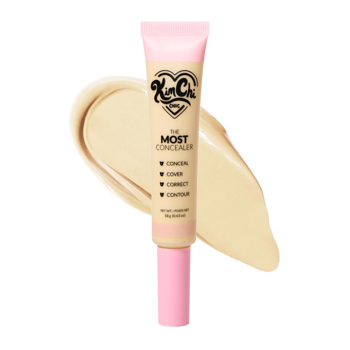 KimChiChic Concealer - Full Coverage Water Resistant Multi-Use Formula | Matte Satin Finish | 0.63 oz, 01-Ivory