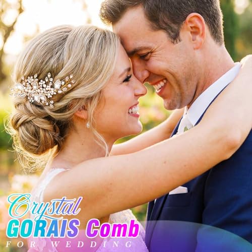 GORAIS Rhinestone Bridal Hair Comb - Gold Wedding Hair Accessory
