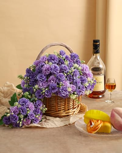 DuHouse Silk Carnation Flowers - 6 Bundles for Home & Wedding Decor