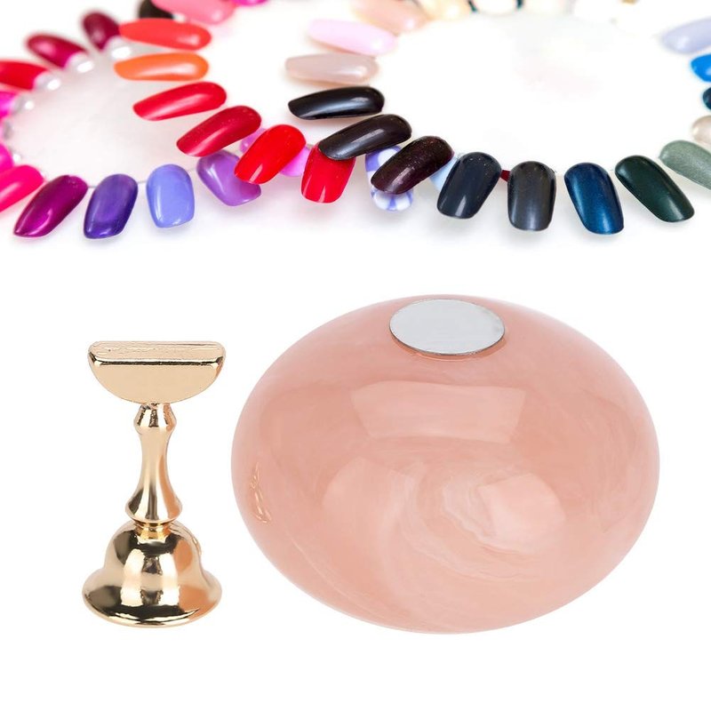 Manicure Display Stand with Magnetic Golden Base, Nail Art Tip Holder for Practice & Display, Practical Nail Accessories