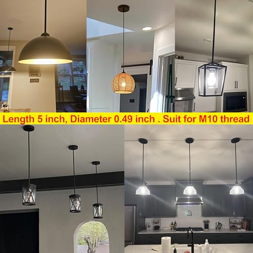 SGLfarmty M10 Adjustable Extension Poles - 2 Pack, 5-Inch Matte Black Downrods for Pendant Lights & Chandeliers