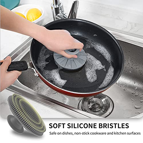 BEAUTAIL Silicone Dish Scrubber - Non-Scratch, Reusable Kitchen Sponge, 3 Pack