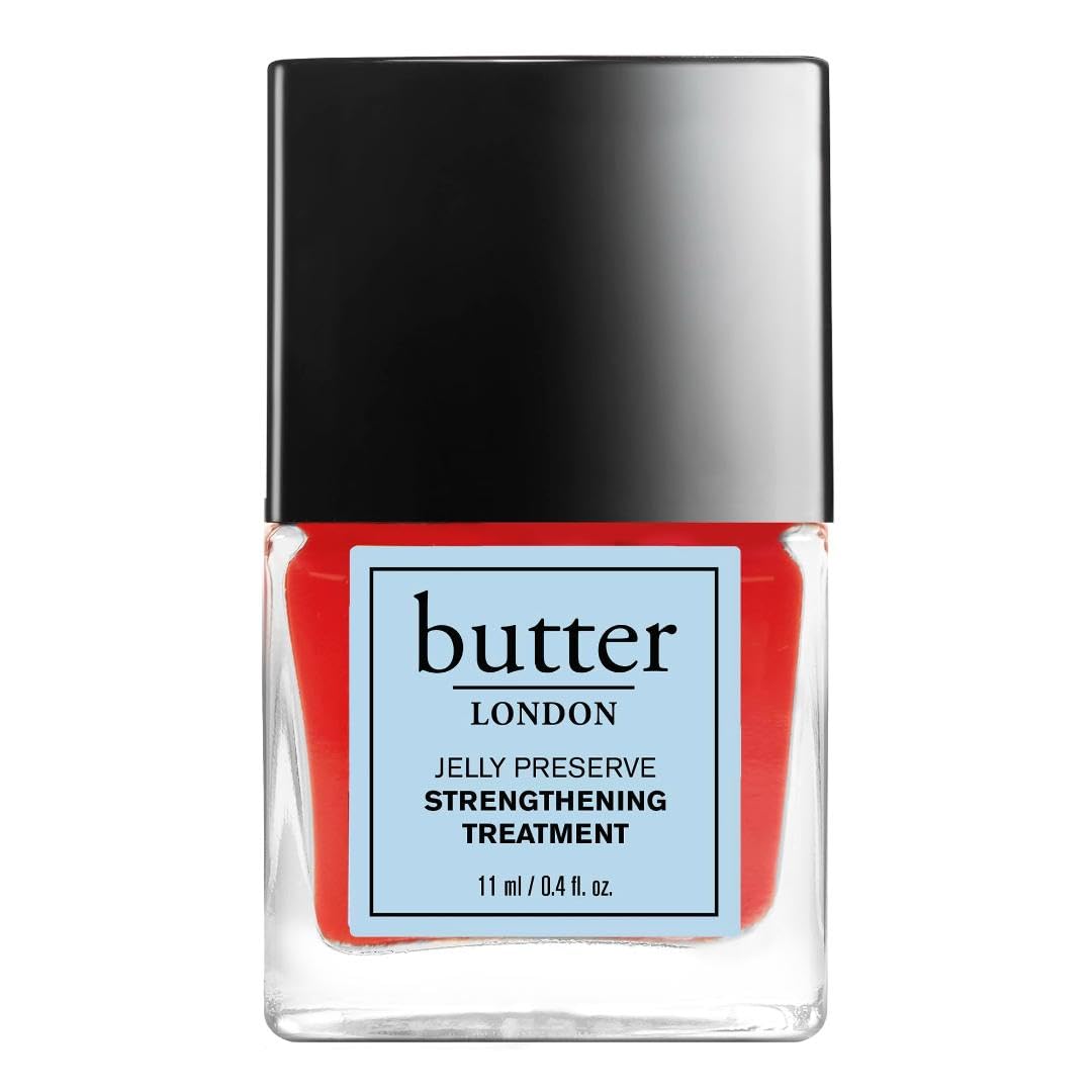 butter LONDON Nail Strengthener for Damaged Nails, Jelly Preserve (Strawberry Rhubarb) - Pink Translucent Finish Nail Polish Strengthens, Nourishes & Rejuvenates Nail Beds & Roots - Nail Care Products