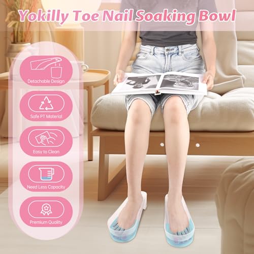 Yokilly 2 Pcs Transparent Toe Nail Soaking Bowl - Ergonomic Foot Bath for Gel Polish Removal