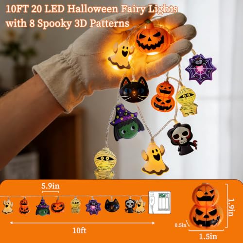 Halloween String Lights - 10FT 20 LED Fairy Lights with 8 Modes